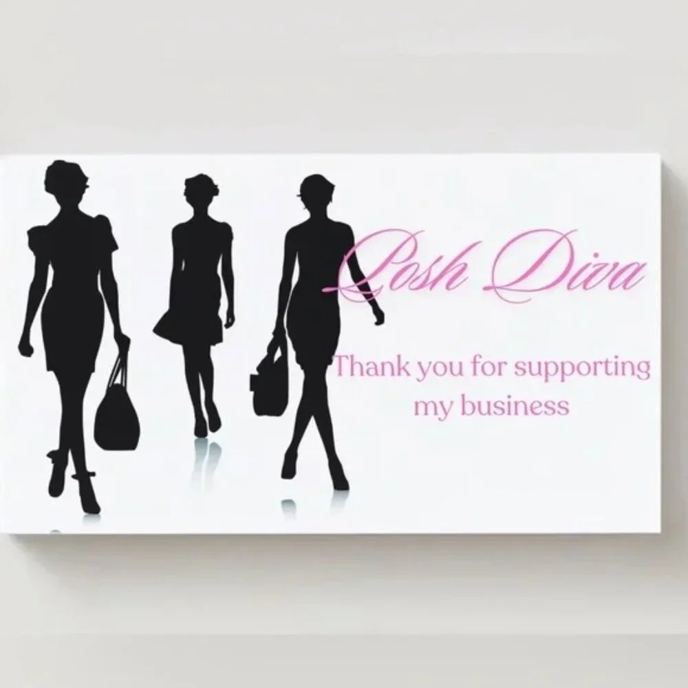 30 Pcs Diva Thank You Business Cards – Boutique Graphic Insert Cards